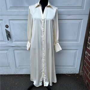 Zara belted satin shirt dress XS